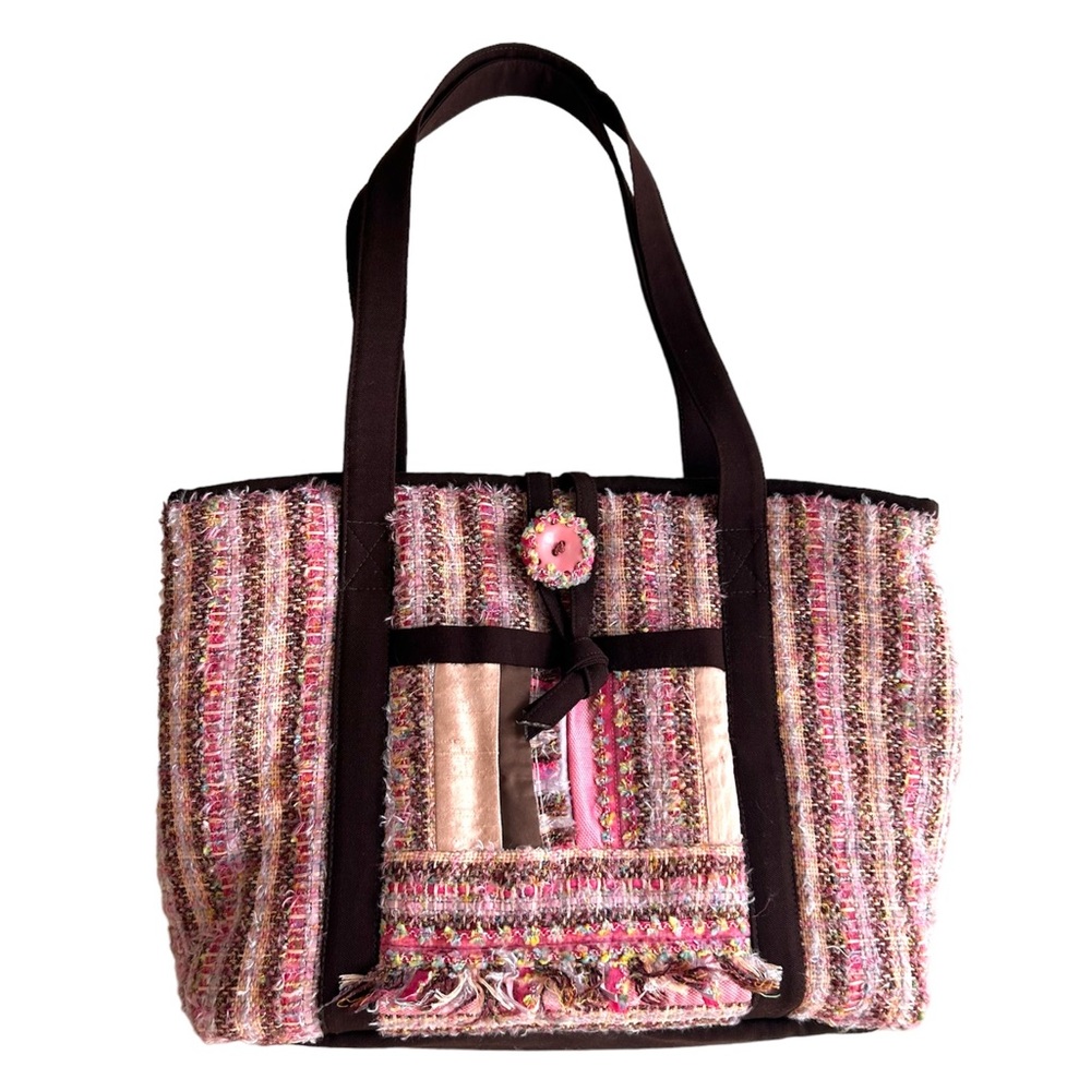 Custom Couturie Tote Shoulder Shopper Bag. Hand made. Weaved fabric.